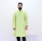 Cotton Long Kurta Full Sleeves (Light Green Lines 42)