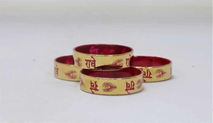 Glass Bangle set of 4 Radhe in Red 2x6