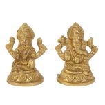 Idol Brass Metal Ganesh Lakshmi Pair 2 Inch Image 1