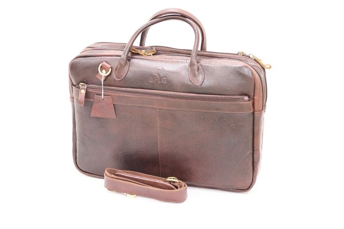 Leather Laptop Bag Crocodile Maroon