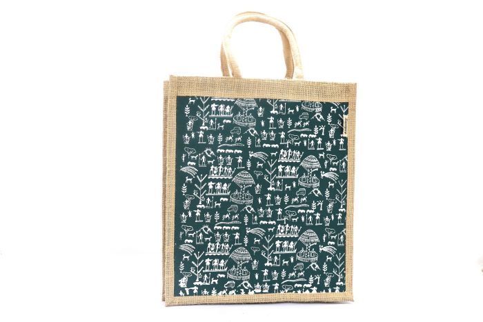 Jute Shopping Bag Warliart Green 16*14