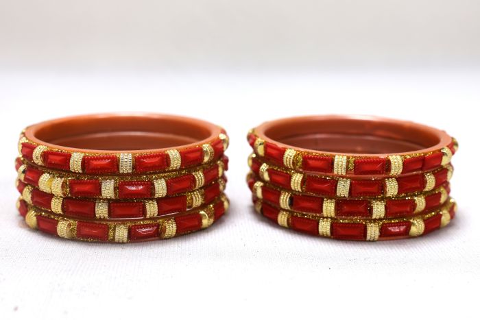 Selfee Fiber Bangle set of 8, Red (2x4)