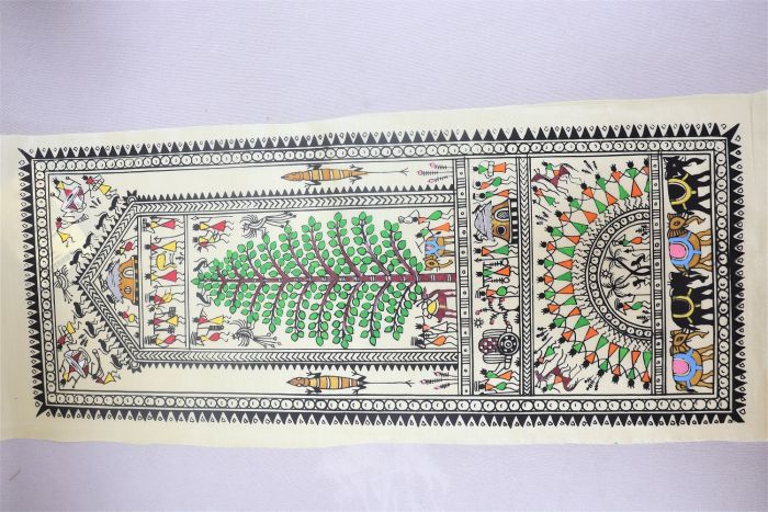 Pattachitra T Silk Tribal Tree  Green 20"*9"