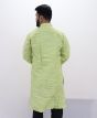 Cotton Long Kurta Full Sleeves (Light Green Lines 42)