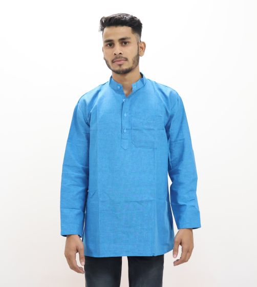 Cotton Short Kurta Full Sleeves (Sky Blue 40)