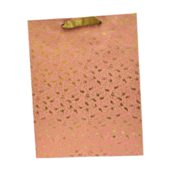 HANDMADE PAPER BAG PINK WITH GOLDEN PETALS 11"*13"