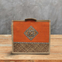 Conference Bag Jute With Sital Patti Work Orange