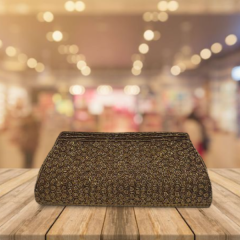 Embroidered Clutch Brown