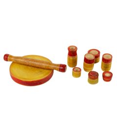 Wooden Handicraft Cooking Set Yellow for Kids