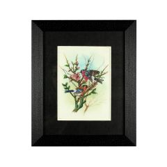 Miniature Painting Birds Design Silk With Frame 7*5" two birds Image 1