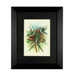 Miniature Painting Birds Design Silk With Frame 7*5" three birds Image 1