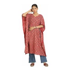 KURTA KAAFTAAN BLOCK PRINT FULL RED FLORAL L