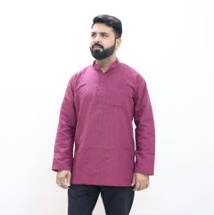 Cotton Short Kurta Full Sleeves (Maroon 40)