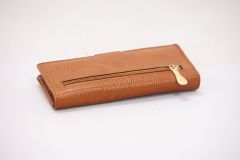 Leather Hand Purse Crocodile Brown