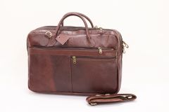 Leather Laptop Bag Crocodile Tan Brown