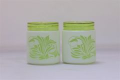 Glass Round Kitchen Jar Set of 2 Light Green