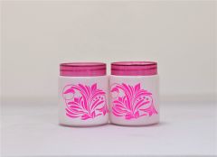 Glass Round Kitchen Jar Set of 2 Pink Flower