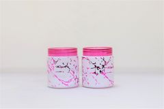 Glass Round Kitchen Jar Set of 2 Pink Line