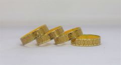 Glass Bangle set of 4 Yellow Leaf