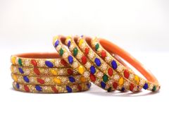 I Phone Fiber Bangle set of 8, Multi (2x6)