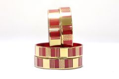 Glass Bangle set of 4 Red Line 2