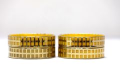 Glass Bangle set of 4 Yellow Check 2x8