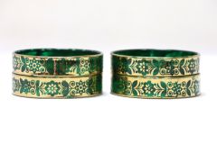 Glass Bangle set of 4 Green Leaf 2x8