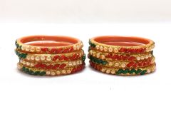 Tik Tok Fiber Bangle set of 8, Red & Green (2x6) 