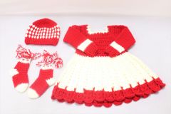 Kids Dress Set Red & Cream