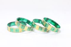 Glass Bangle set of 4 Green Line 2x8