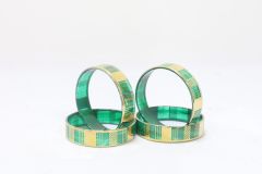 Glass Bangle set of 4 Green Line 2x6