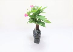 Kp FLower Vase Baldar Bottle Green 10 In