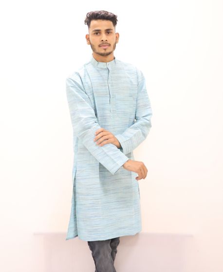 Cotton Long Kurta Full Sleeves (Blue Lines 42)